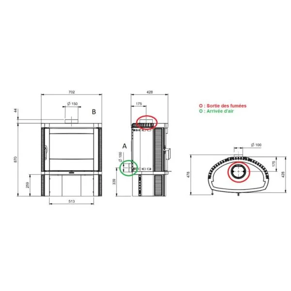 Poêle à bois raccordable en fonte – LA NORDICA Jennifer.16 7.7 kW
